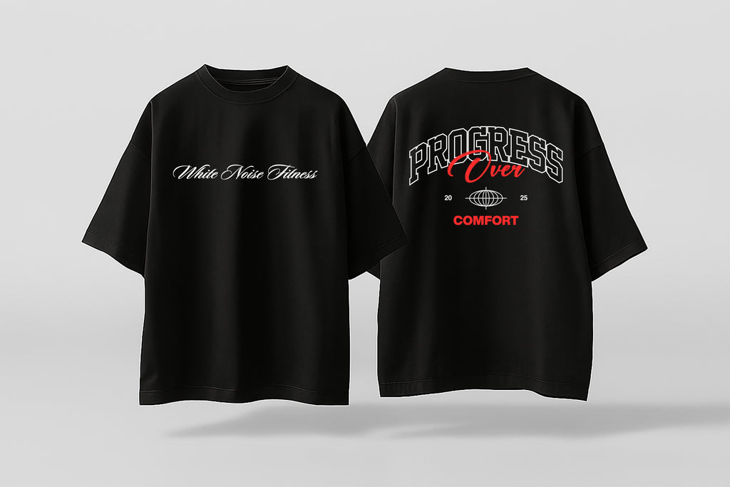 Progress Over Comfort Performance Tee — Black